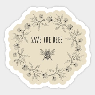 Wreath of clover flowers with save the bees Sticker